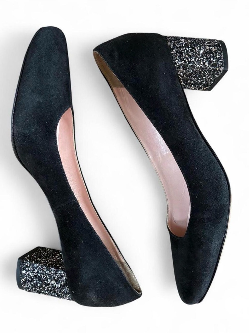 Kate Spade Suede Side 8 sparkle Block heel